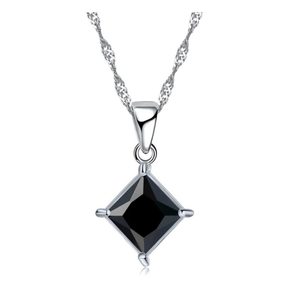 ❤️ Earrings With Necklace Set Bundle Square 925 Sterling Silver - Picture 4 of 4
